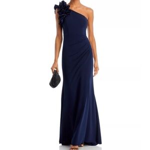 Navy Blue Aqua Formal Ball Gown, Size 8